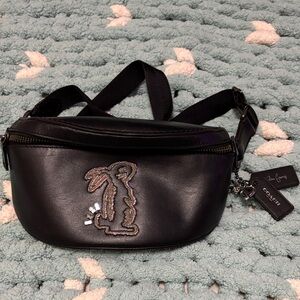 Limited Edition Coach x Selena Gomez Black Leather Belt Bag with Bunny Design